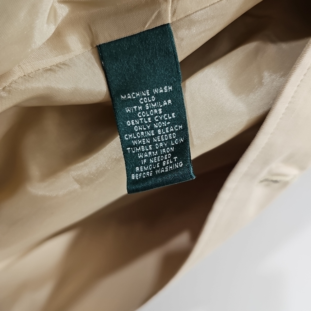 Lauren Ralph Lauren Beige Double-Breasted Trench Coat Vintage XL - Picture 8 of 14